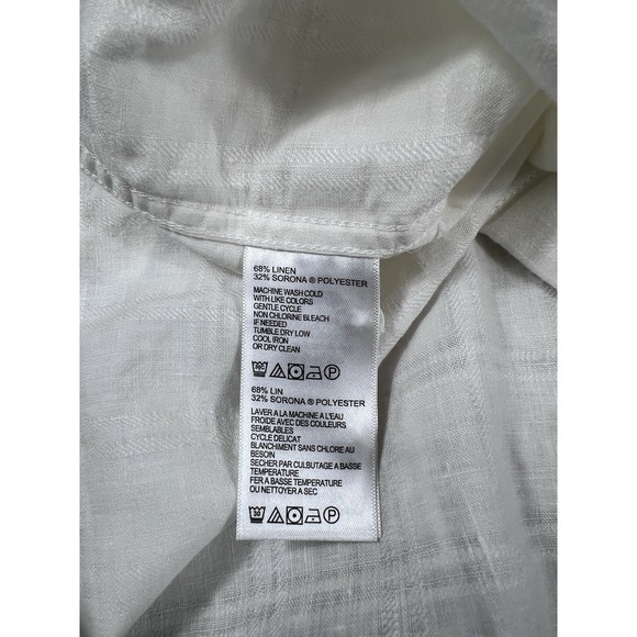 Tommy Bahama Linen Shirt Size XXL White Hawaiian Short Sleeve Pocket Shirt - Picture 6 of 10